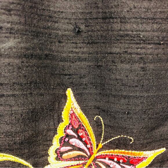 Vintage Maggy L Black Silk Embroidered Fringe Skirt Y2K Romantic Fairygoth - Picture 7 of 16